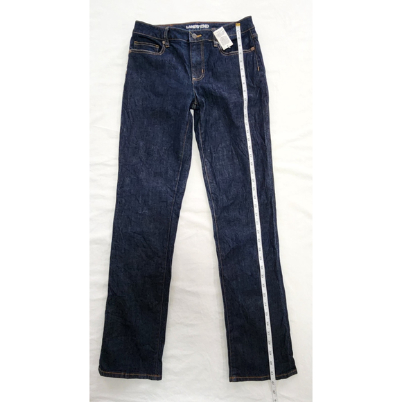 Lands' End Women Dark Denim Mid Rise Straight Jeans Sz 8 - Picture 4 of 14